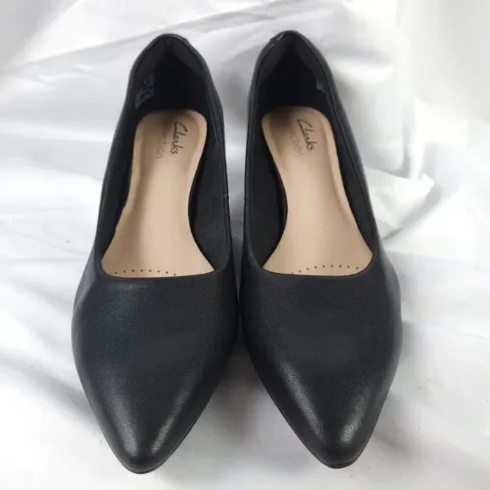 NWT CLARKS COLLECTION Women  Linvale Jerica Slip On Leather Pump Black 8 US/39EU